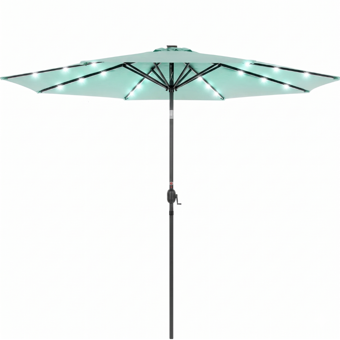 10 ft Solar LED Patio Umbrella with Tilt and Crank for Backyard