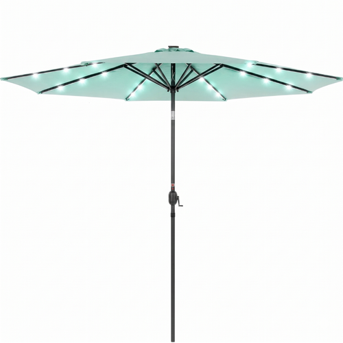 10 ft Solar LED Patio Umbrella with Tilt and Crank for Backyard