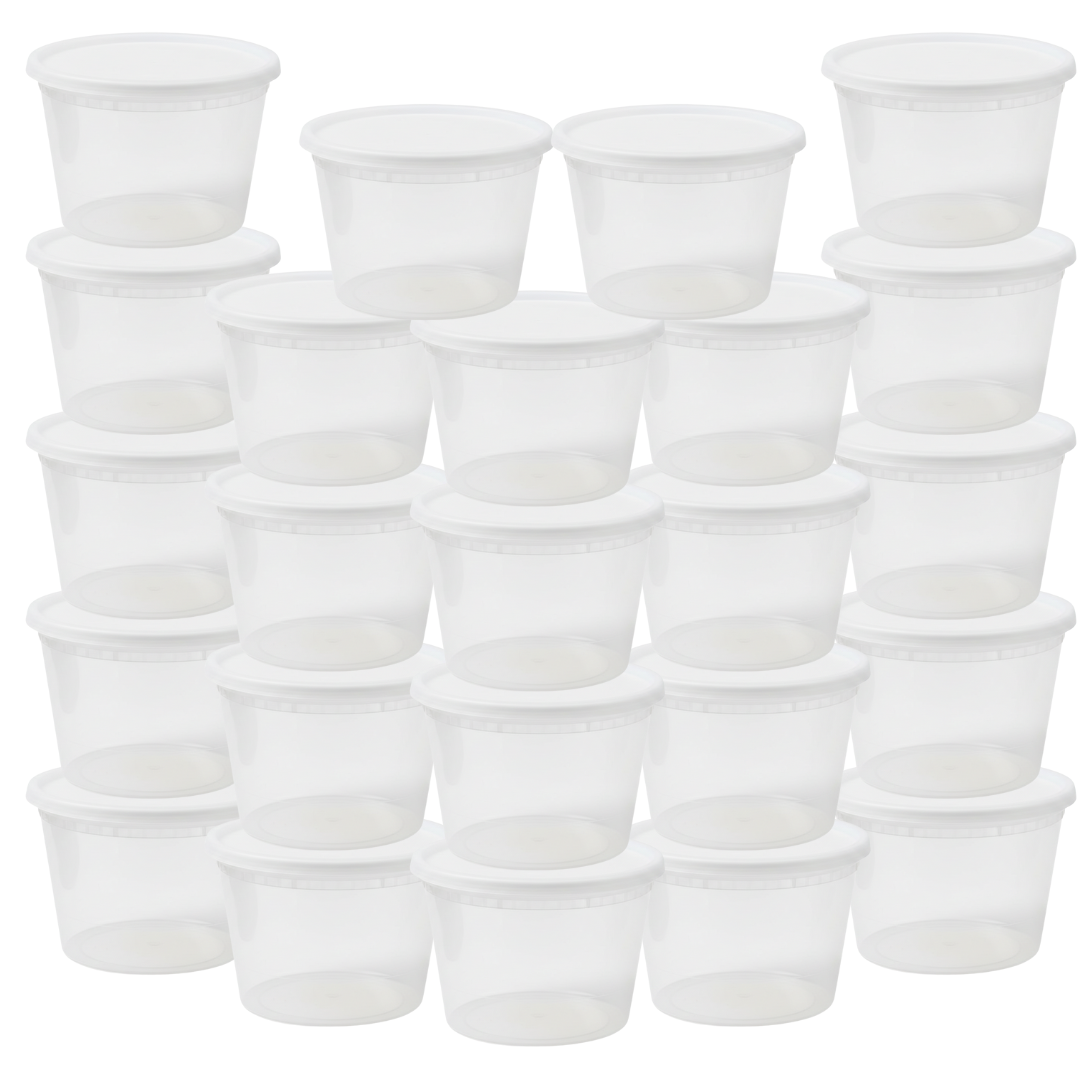 24 Pack Reusable Plastic Food Storage Containers with Snap-on Lids