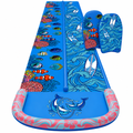 25 ft Double Lane Lawn Water Slide with Splash Pool and Bodyboards