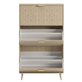 3-Drawer Slim Shoe Cabinet with Flip Compartments and Top Surface
