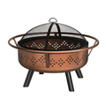 32 Inches Round Metal Wood Burning Fire Pit with Mesh Cover for Patio