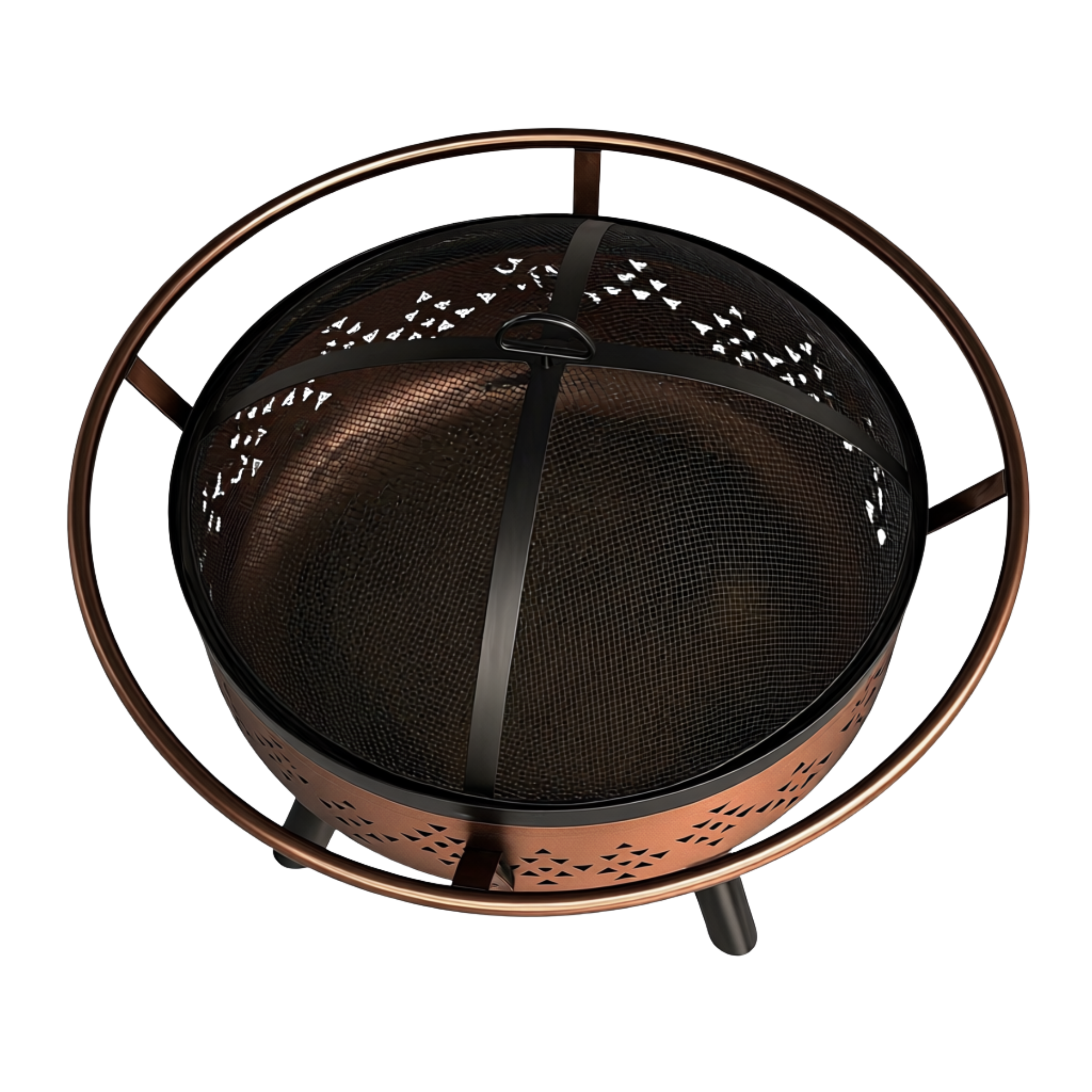 32 Inches Round Metal Wood Burning Fire Pit with Mesh Cover for Patio