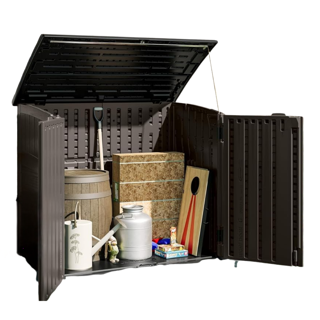 34 Cu Ft Horizontal Resin Outdoor Storage Shed with Floor Base
