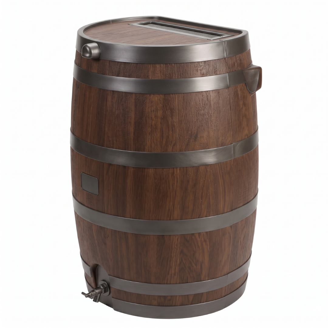 50 Gallon Rain Barrel with Brass Spigot Flat Back Water Tank