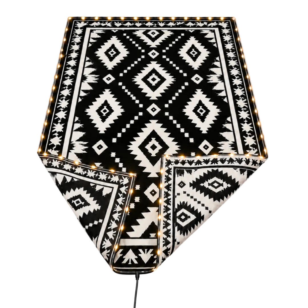 5x8 ft Reversible Patio Rug with LED Strip Light and 9 ft Cord