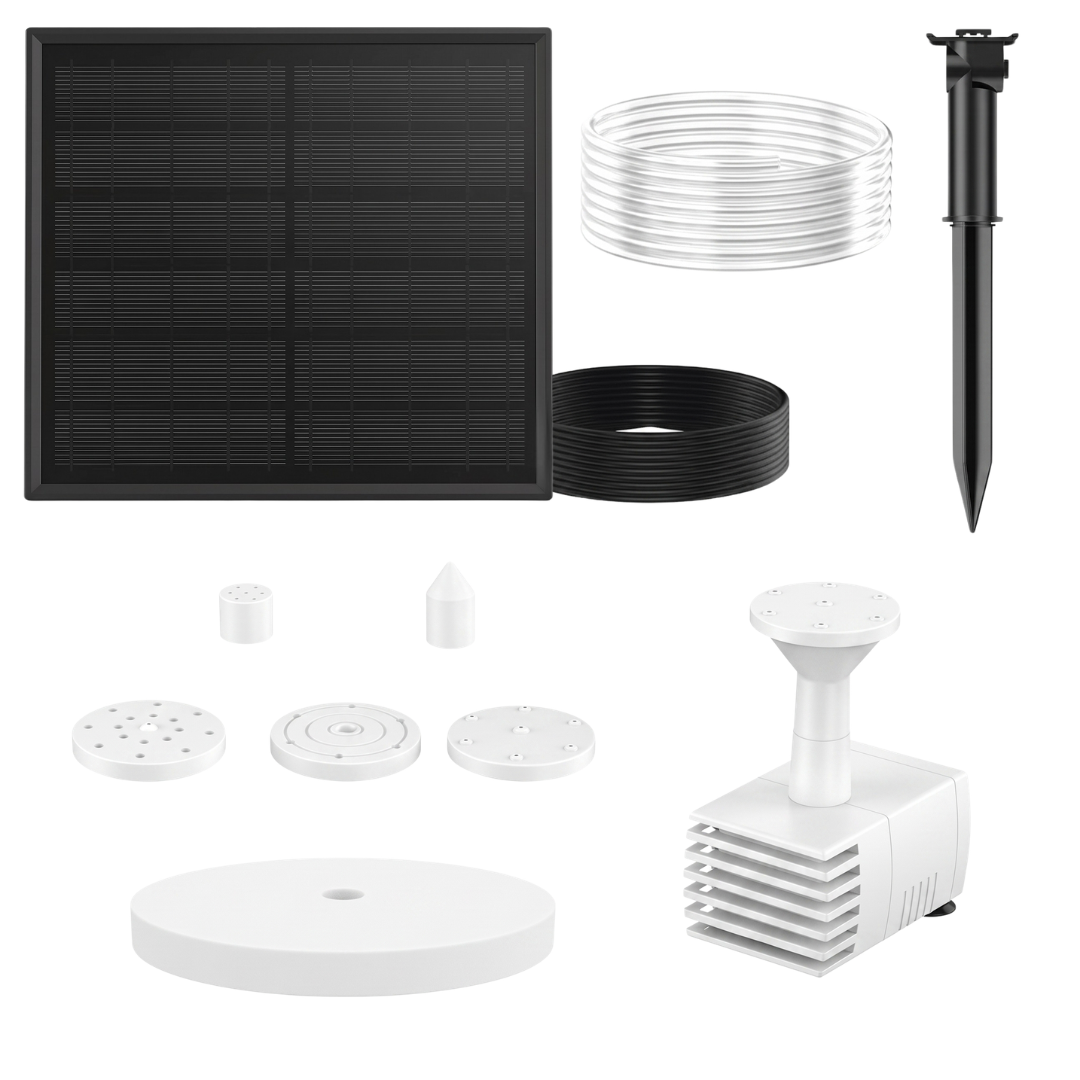 Solar Bird Bath Fountain Pump Kit with 5 Nozzles and 4ft Tubing
