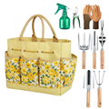 9-Piece Gardening Tool Set with Floral Tote Bag and Hand Tools