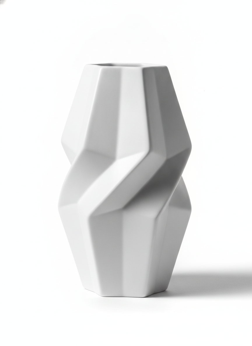 Vases Fluted Geometric Ceramic Vessel
