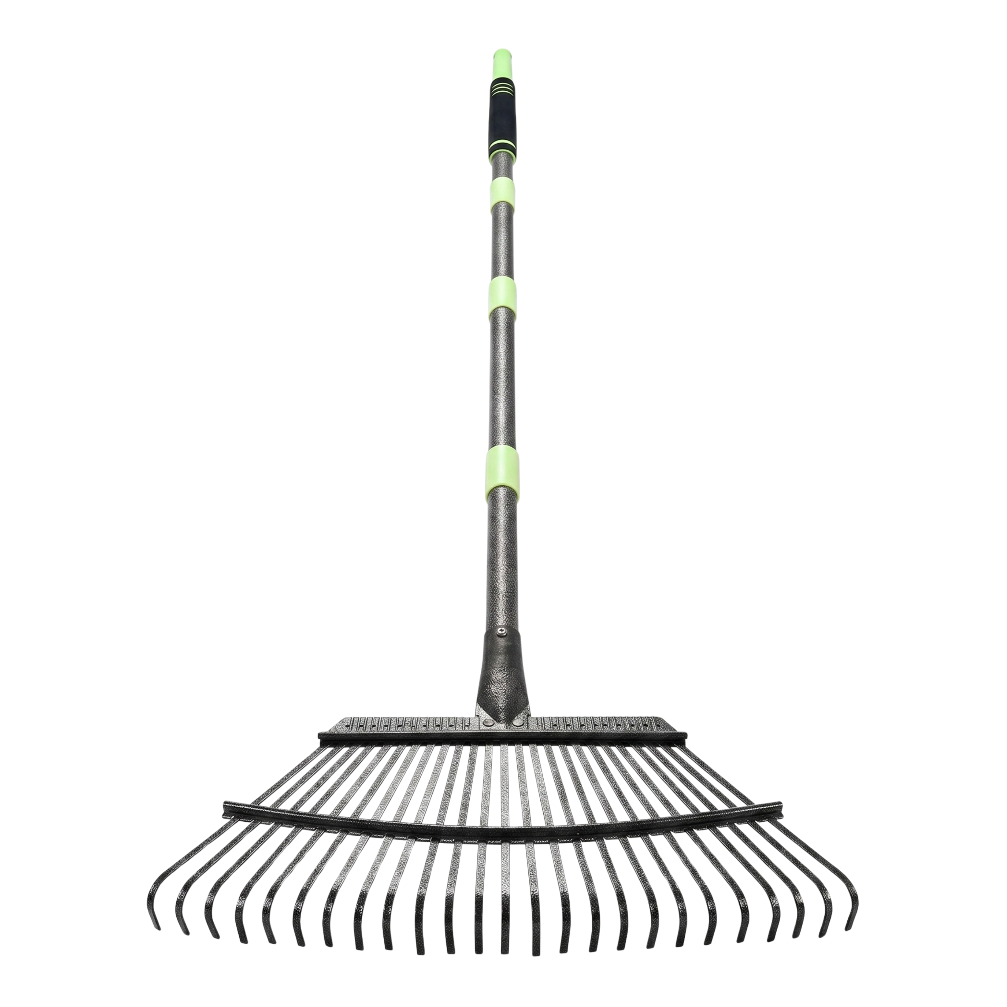 Adjustable 25-Tine Steel Garden Leaf Rake with Extendable Handle