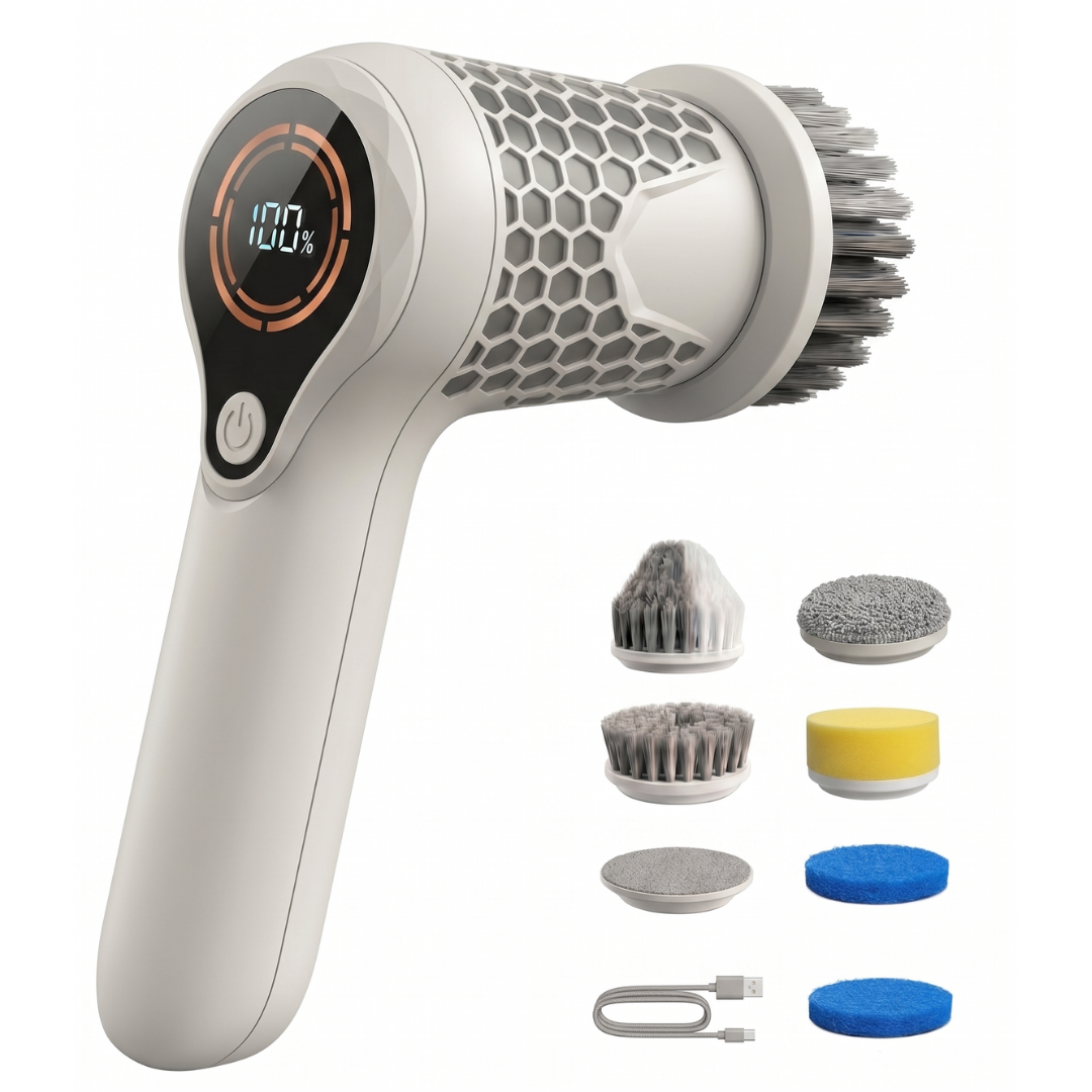 Cordless Electric Spin Scrubber with Brush Heads and 2 Speeds