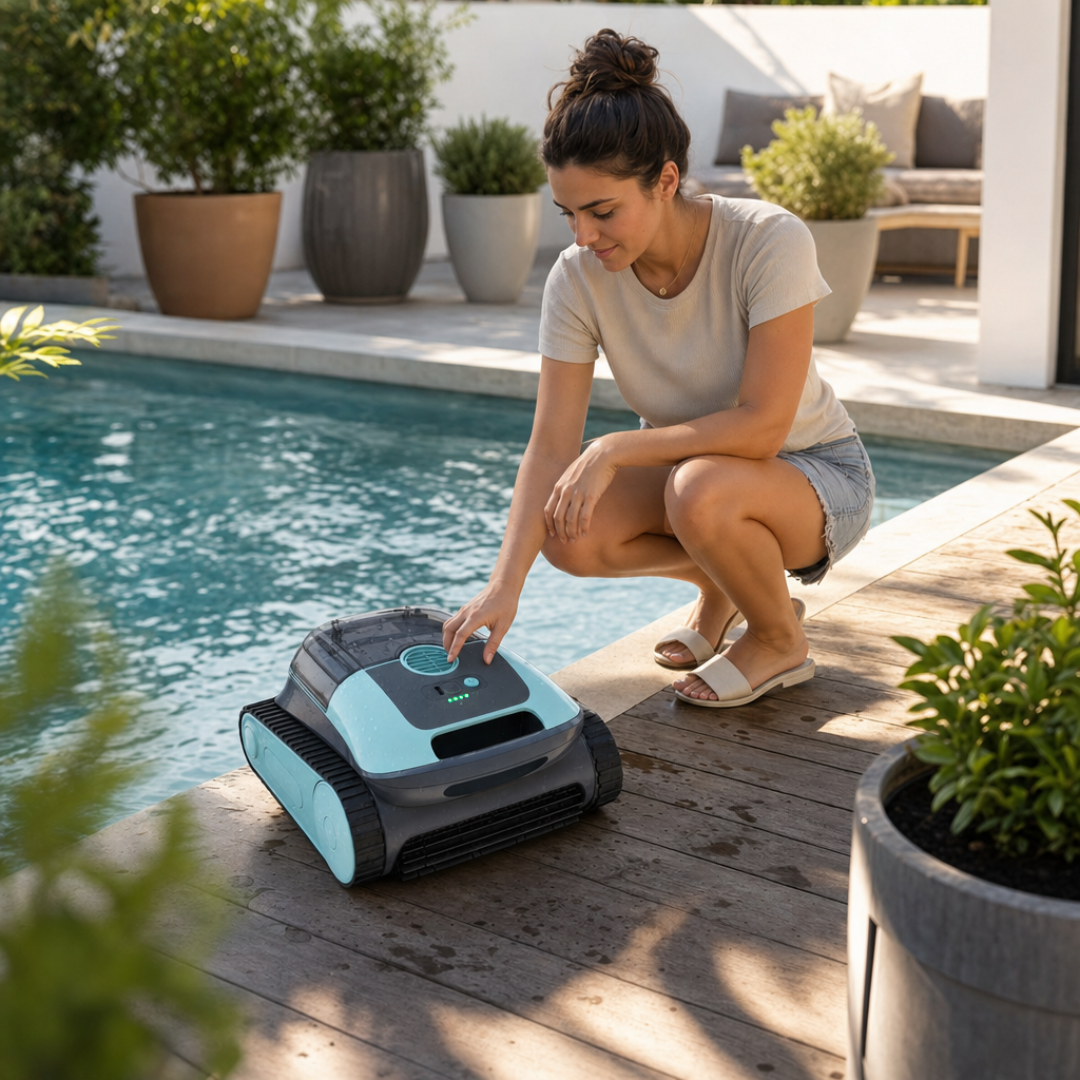 Cordless Robotic Pool Cleaner for Inground Pools Up to 2150 Sq Ft