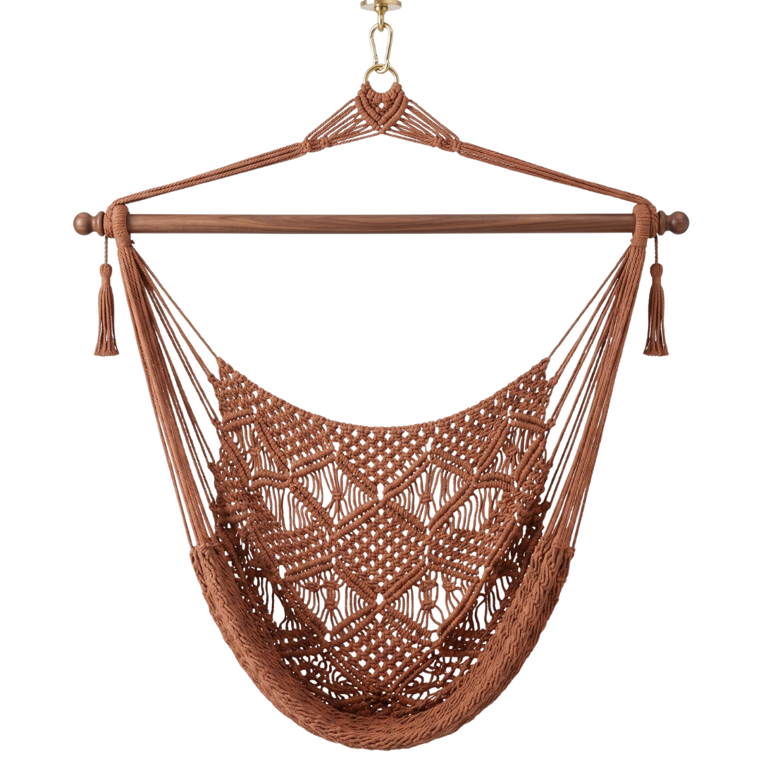 Cotton Rope Hammock Chair With 40 Inch Hardwood Spreader Bar