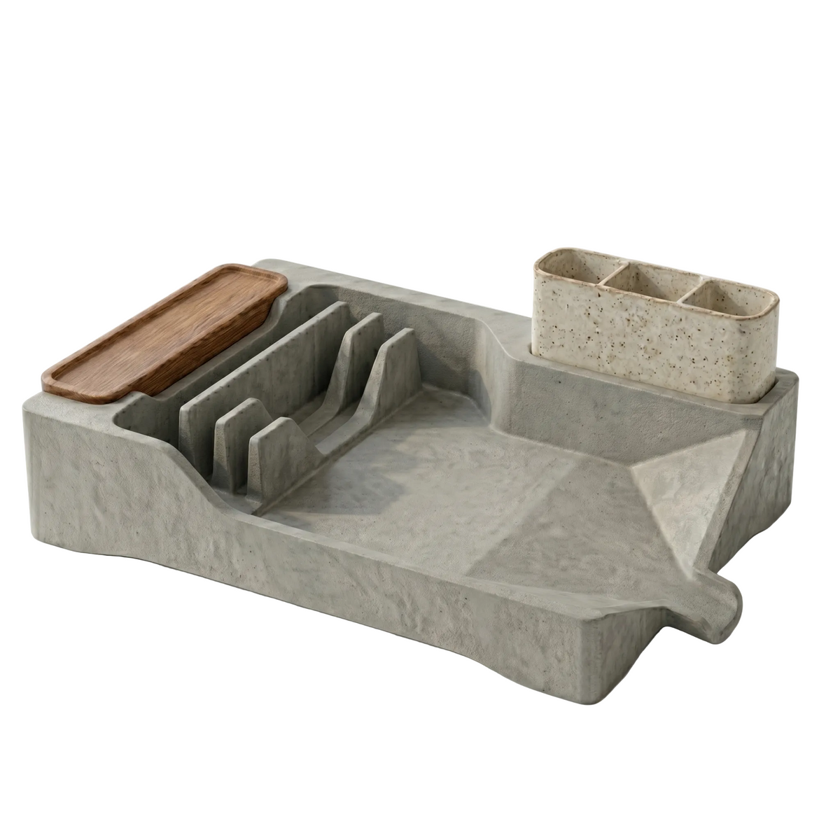 Dish Drying Rack with Drain Tray, Utensil Holder, and Cup Shelf