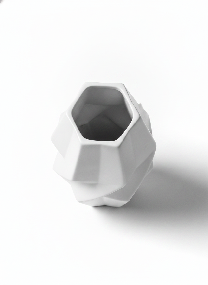 Vases Fluted Geometric Ceramic Vessel