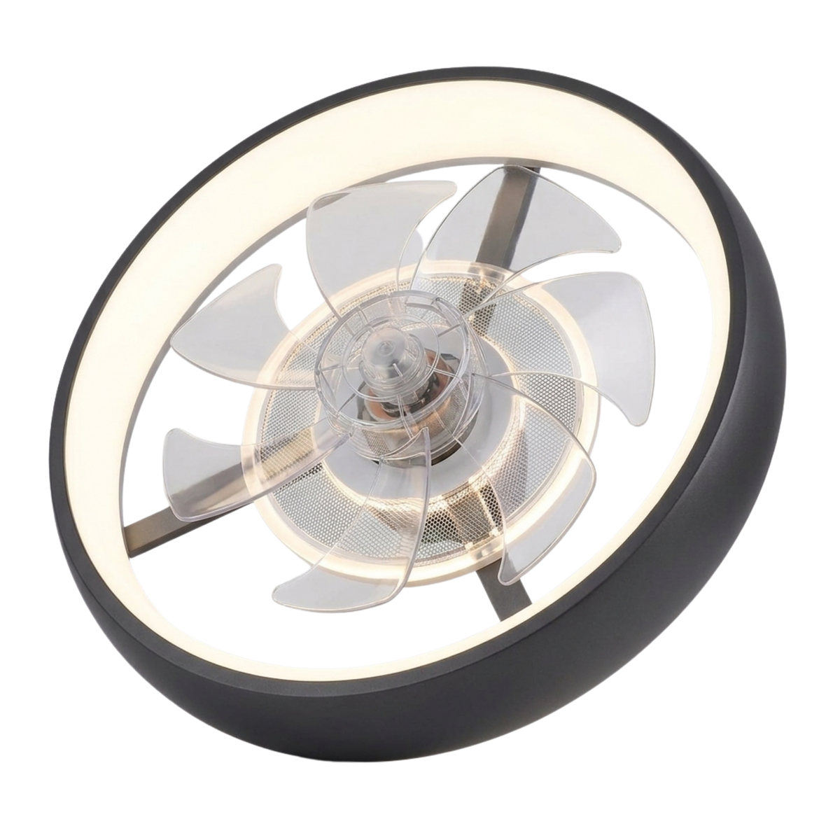 Flush Mount Modern Ceiling Fan with LED Light and Remote Control