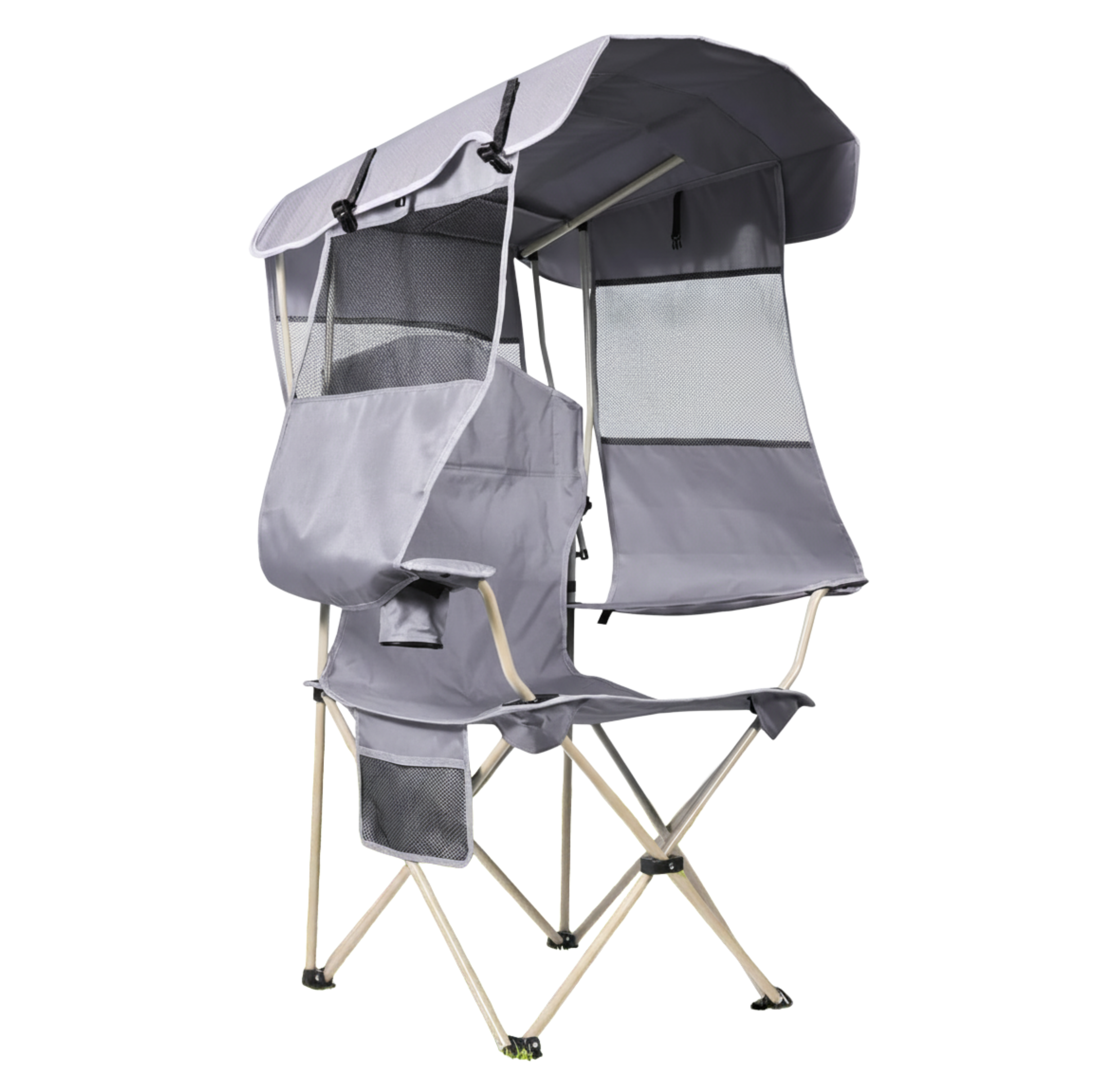 Folding Camping Chair with Adjustable Canopy and Rear Shade Panel