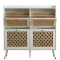 Four Flip-Front Drawer Shoe Cabinet with Adjustable Storage Shelves