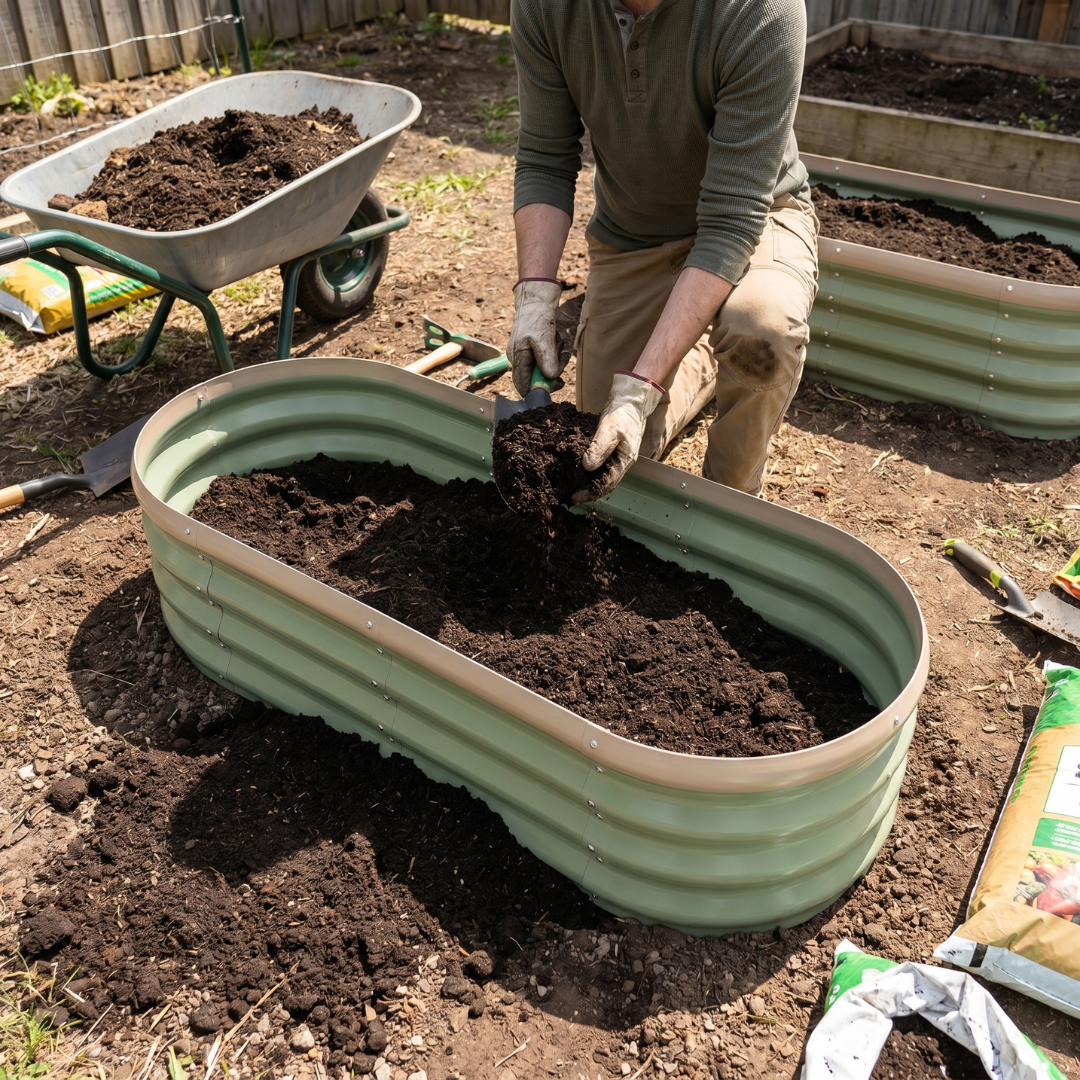 Galvanized Raised Garden Bed Kit 4 x 2 x 1 Ft Oval Planters 2 Pack