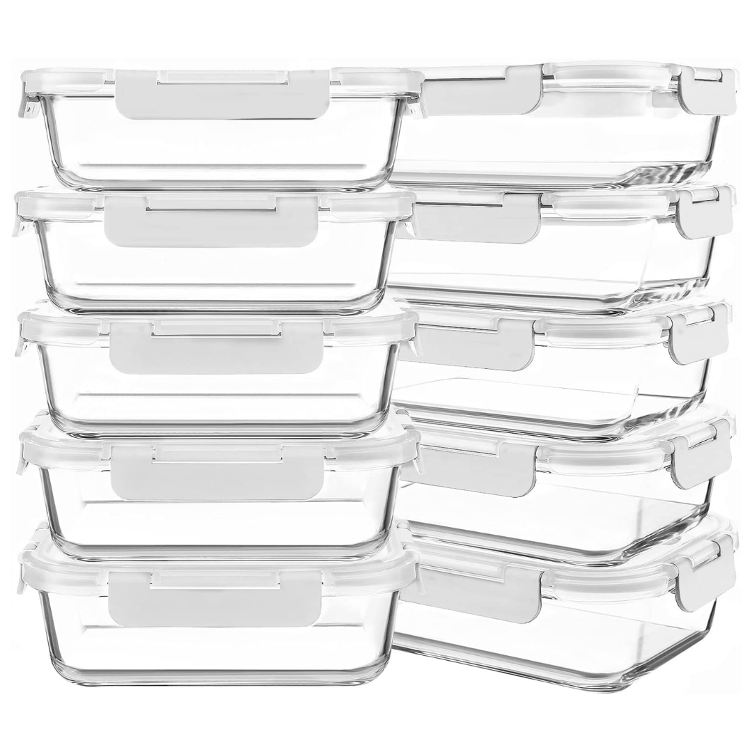 Glass Meal Prep Containers with Lids for Storage and Reheating
