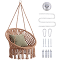 Handwoven Macrame Hammock Swing Chair with Hanging Hardware Kit
