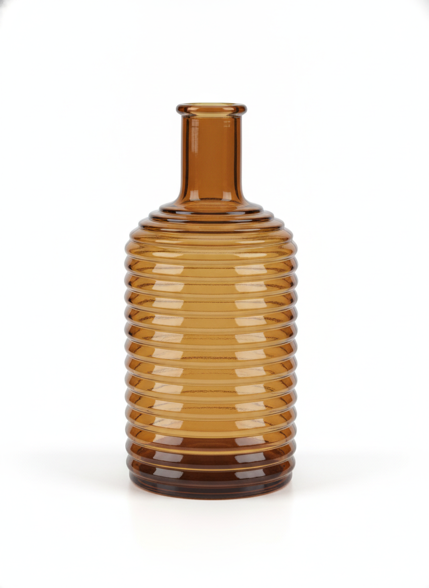 Vases Ribbed Amber Tint Bottle Base