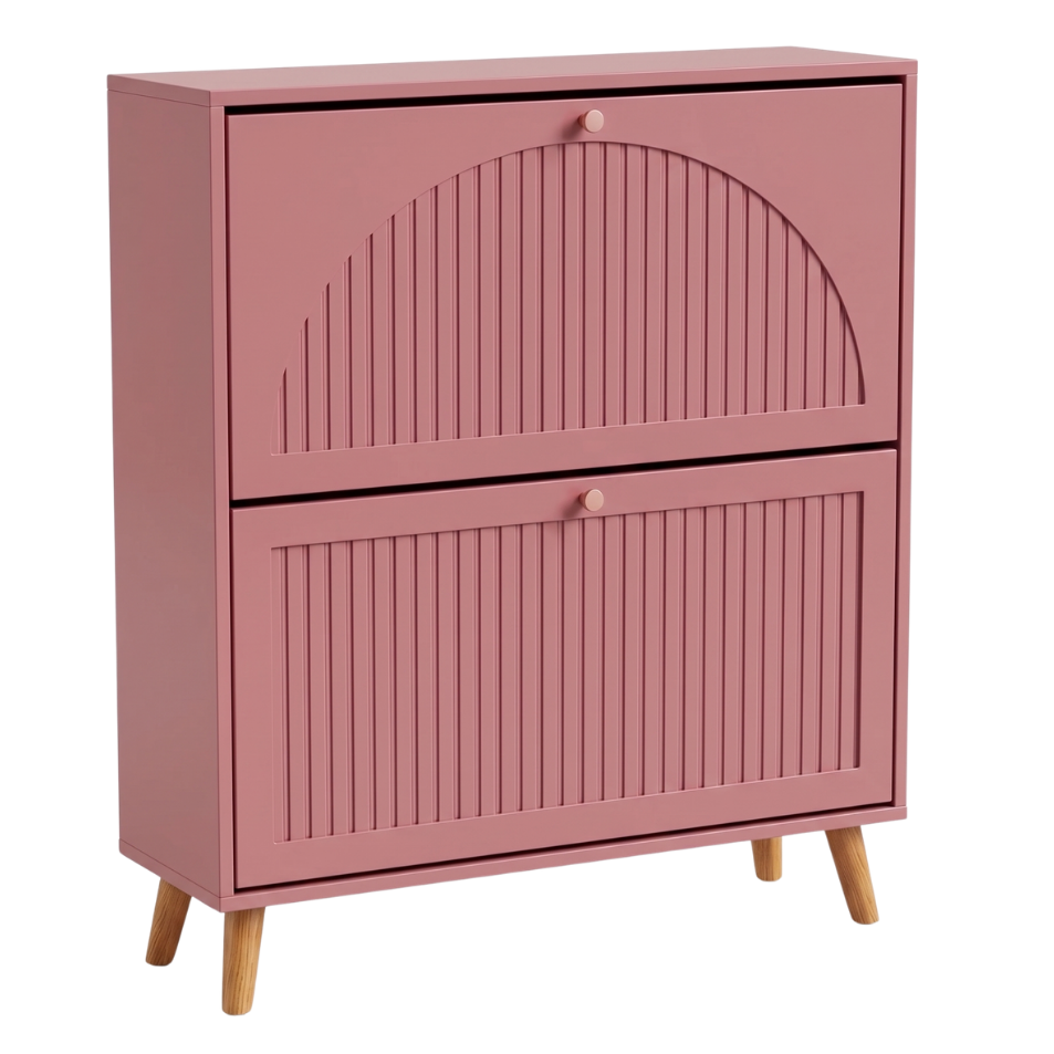 Narrow Shoe Storage Cabinet with 2 Flip Drawers and Top Shelf