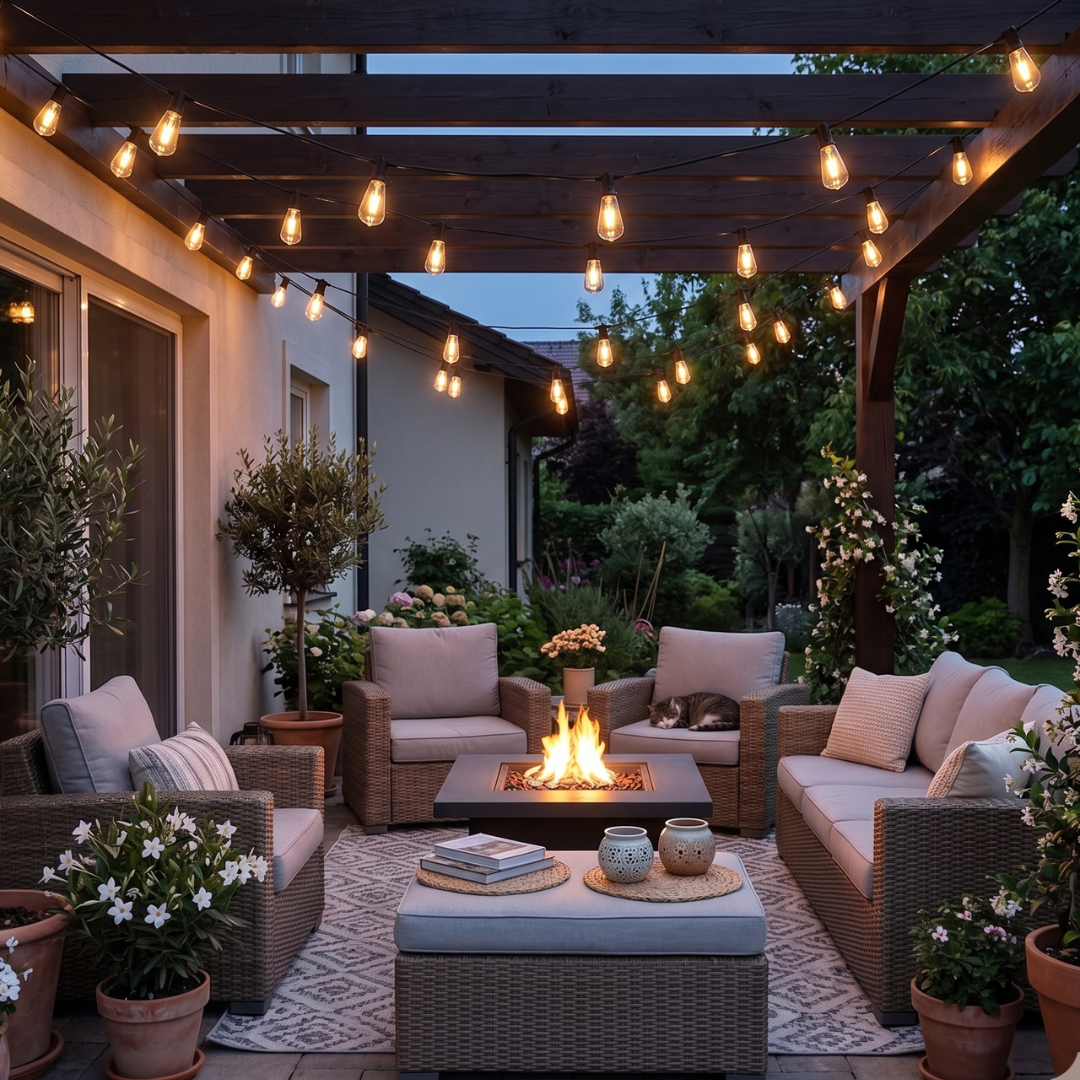 Outdoor LED String Lights Water-Resistant Dimmable Patio Set
