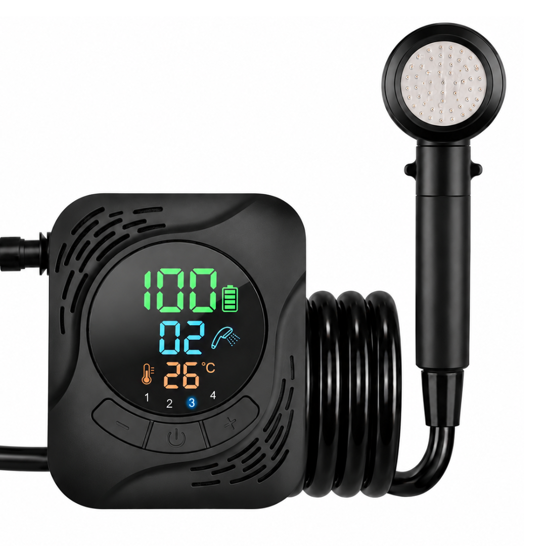 Portable Camping Shower Kit with 8000mAh Battery and 5 ft Hose