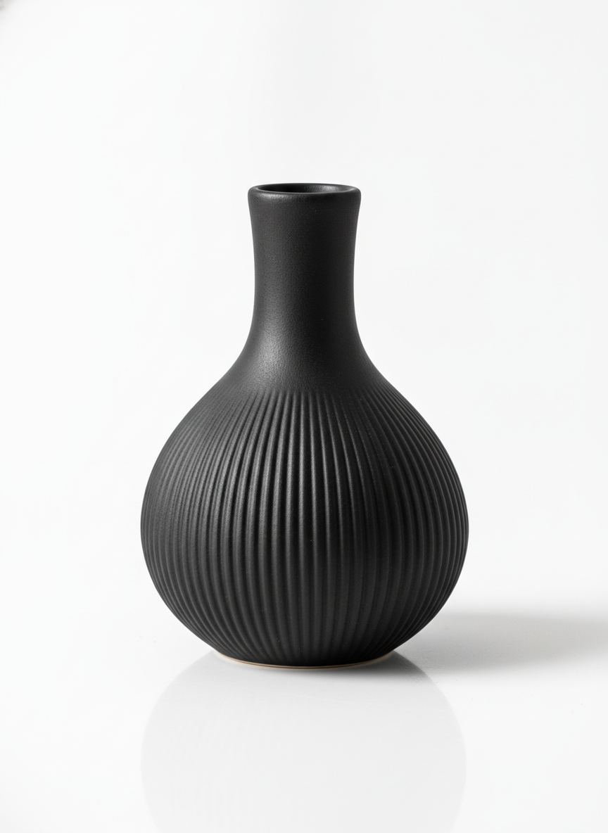 Vases Matte Ceramic Ribbed Bud Holder