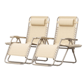 Set of 2 Folding Reclining Patio Chairs with Pillows and Cup Holders