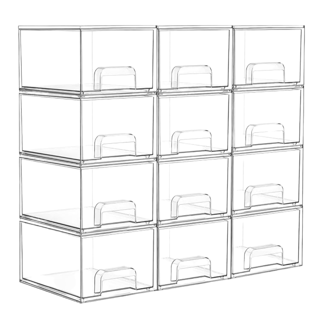 Stackable Storage Drawers Clear Acrylic Bathroom Organizer for Vanity