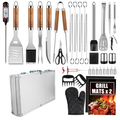 Stainless Steel BBQ Grill Tool Set with Aluminum Storage Case