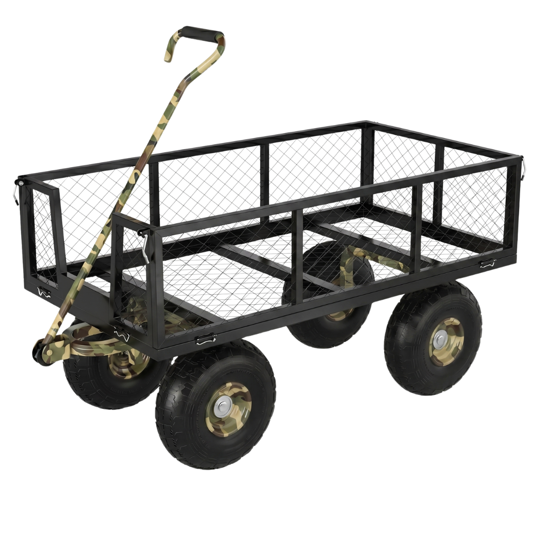 Steel Wagon Cart 500 lb Capacity with Removable Mesh Side Panels
