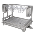 Two-Tier Dish Drying Rack with Drainboard and Utensil Holders