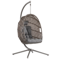 Wicker Hanging Egg Chair with Stand, Cushions, and 350 lb Capacity