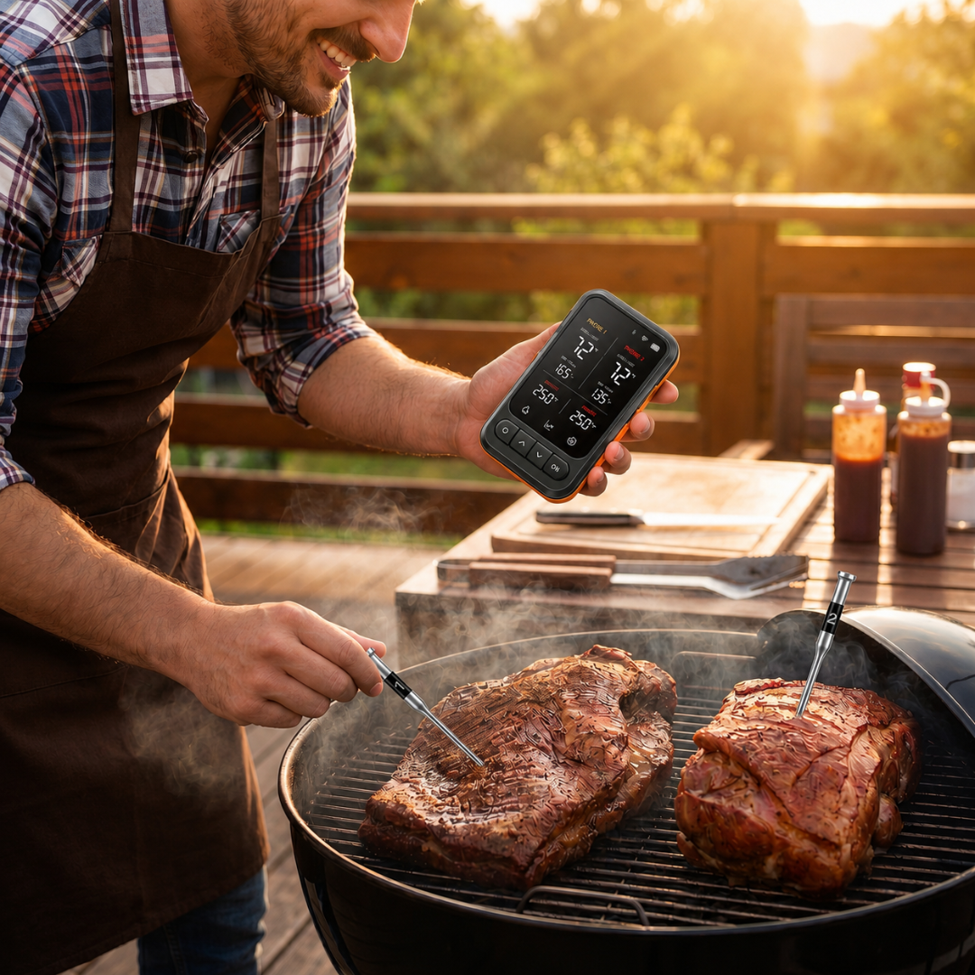 Wireless WiFi Bluetooth Meat Thermometer with Dual Probes Base